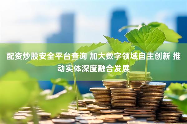 配资炒股安全平台查询 加大数字领域自主创新 推动实体深度融合发展